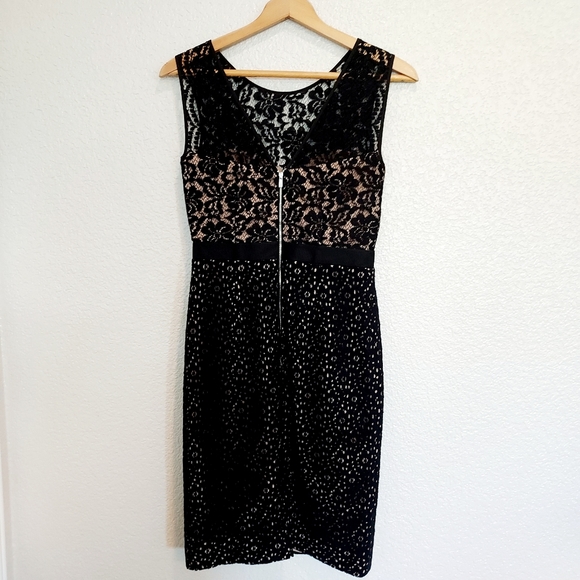 BCBG MaxAzria "Alice" Black & Tan Lace Cocktail Dress Size 2 - Picture 8 of 10